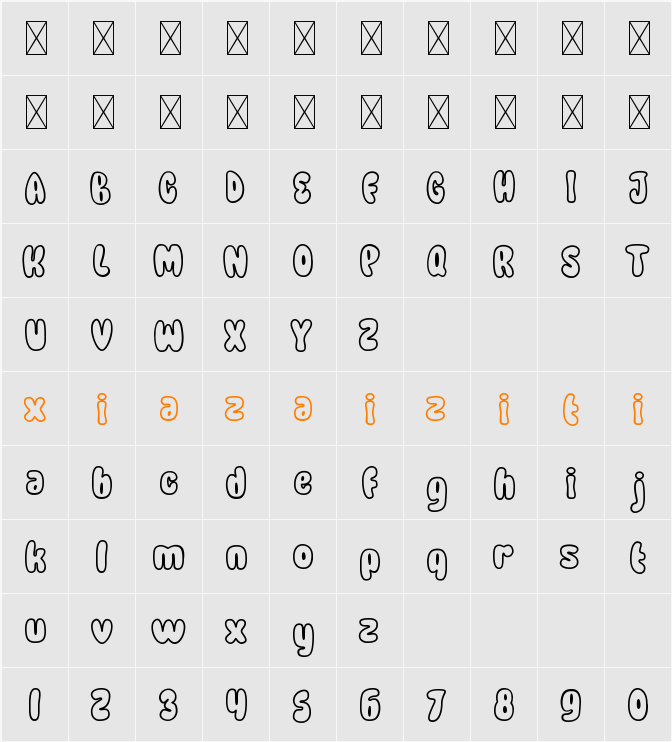 Airy Wonders Two 字符映射表