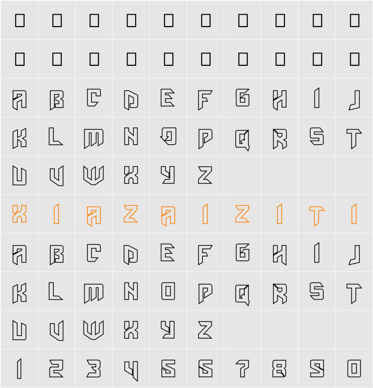 AmazObitaemOstrovOutline 字符映射表