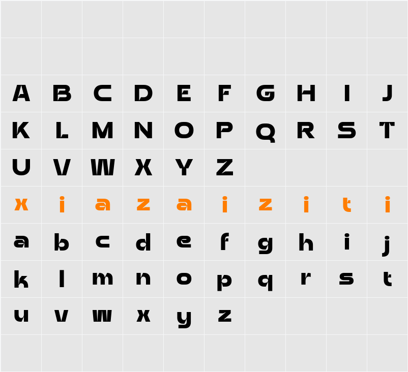 Aldercy Demo 字符映射表