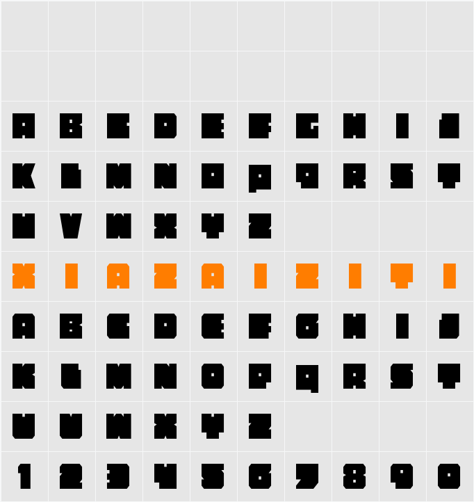 Anakefka Condensed 字符映射表