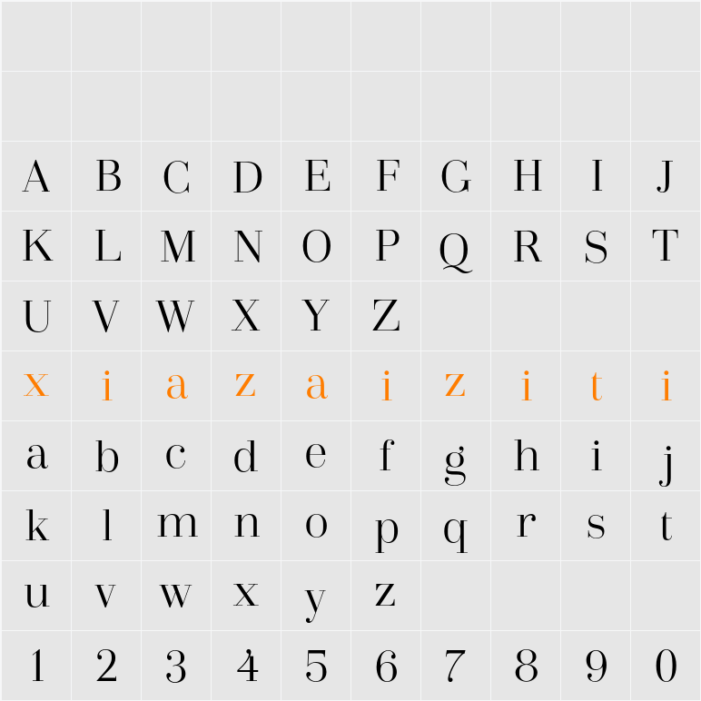 Arshila Light 字符映射表