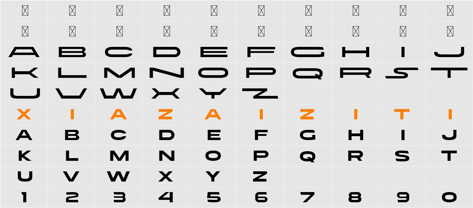 Gimbal Extended 字符映射表