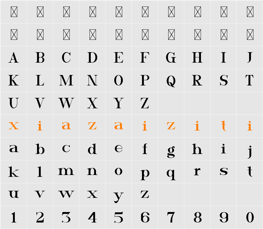 VERIETTA 字符映射表