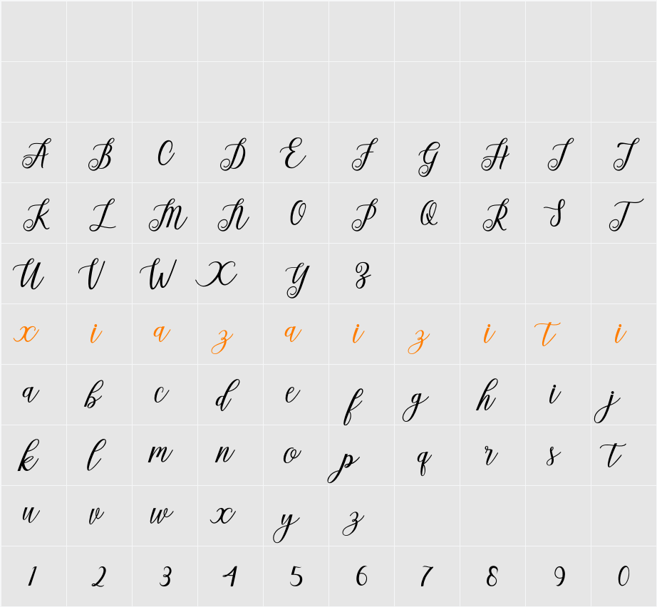 Alista Script 字符映射表