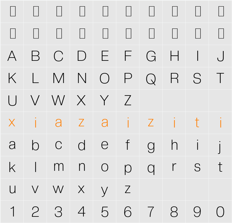 Creato Display Light 字符映射表