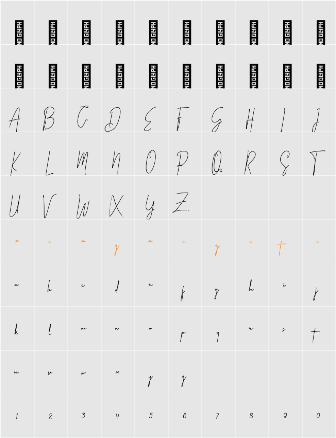 Amillia Signature 字符映射表
