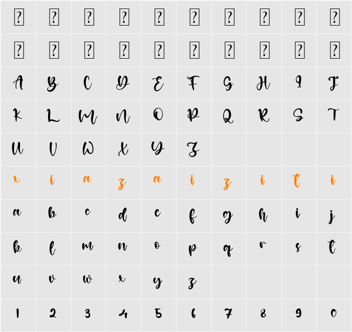 Alexandreas 字符映射表