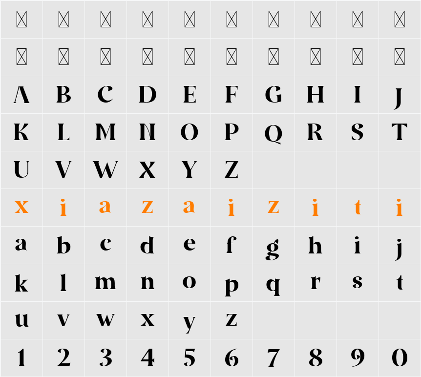 Amidala Font 字符映射表