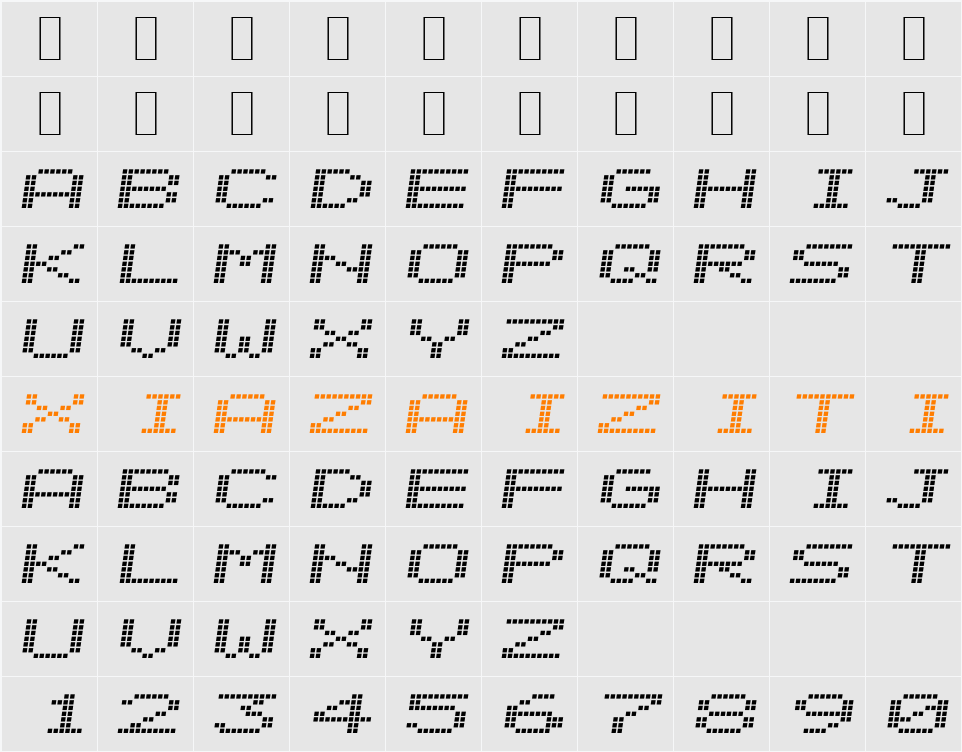 Alpine 7558S 字符映射表