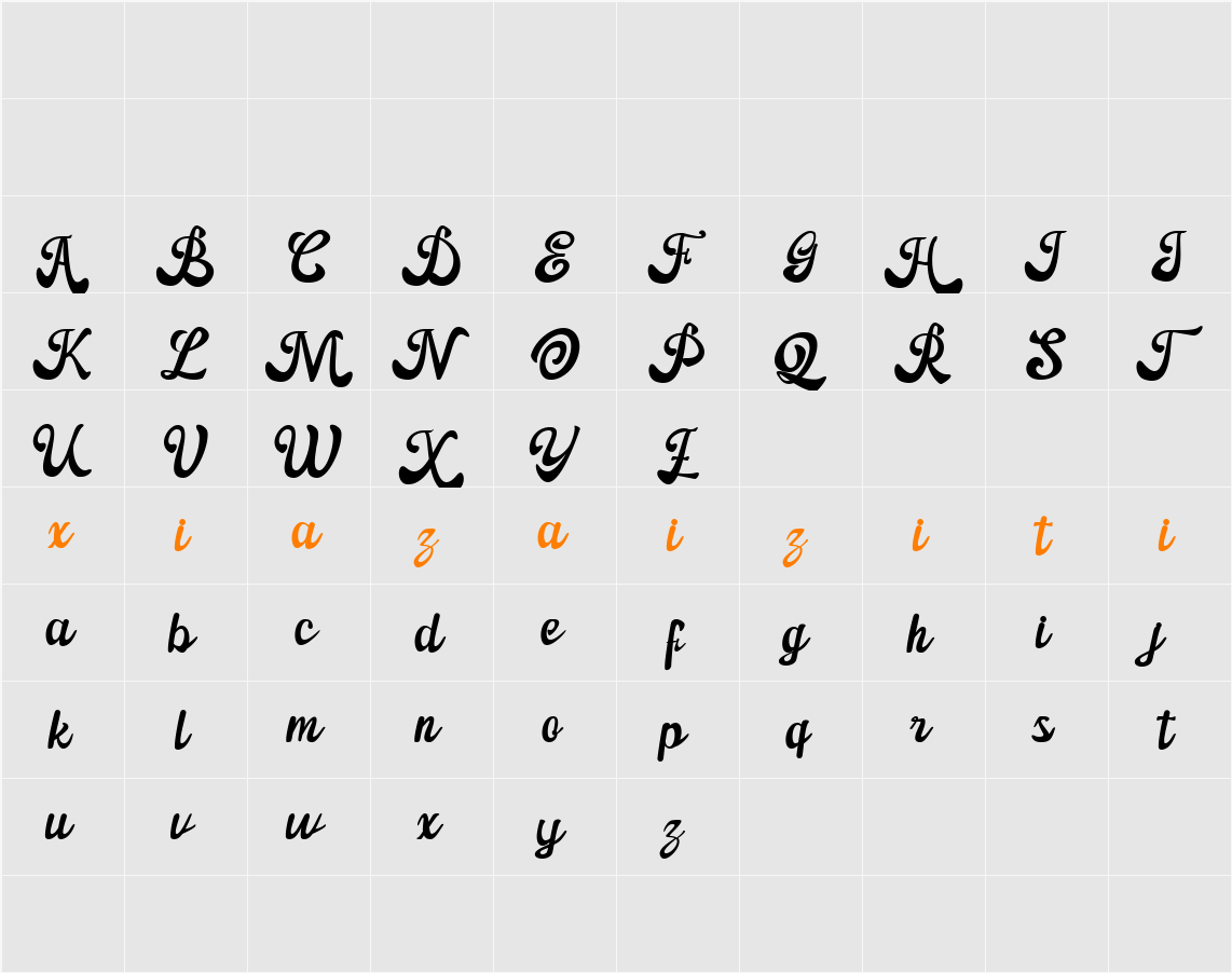 Authentic Back 字符映射表