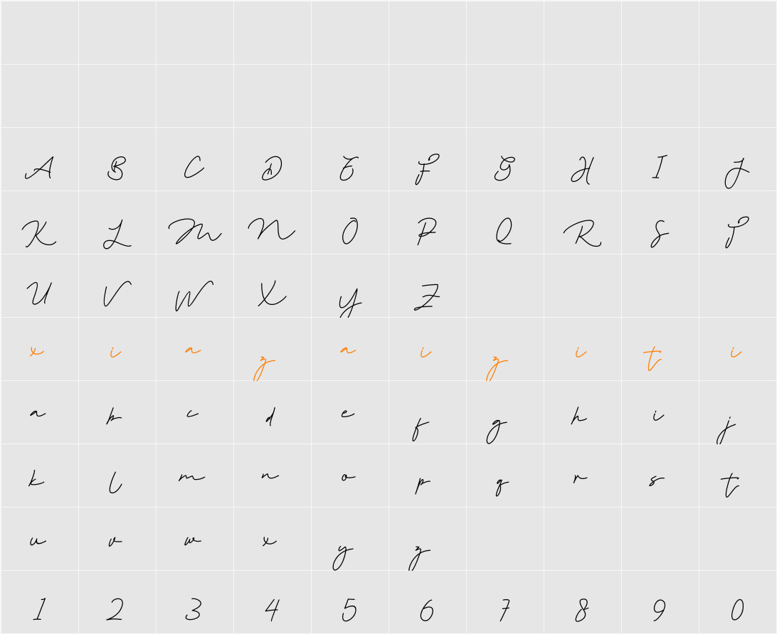 Amster Mondy 字符映射表