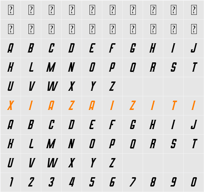 Amsterdam Signature Duo Italic 字符映射表