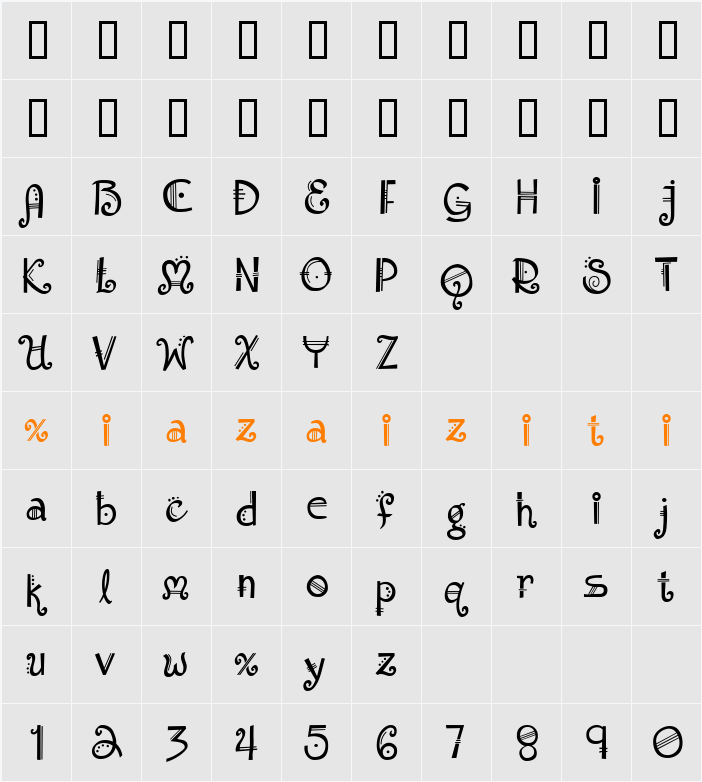 Amadeus Regular 字符映射表