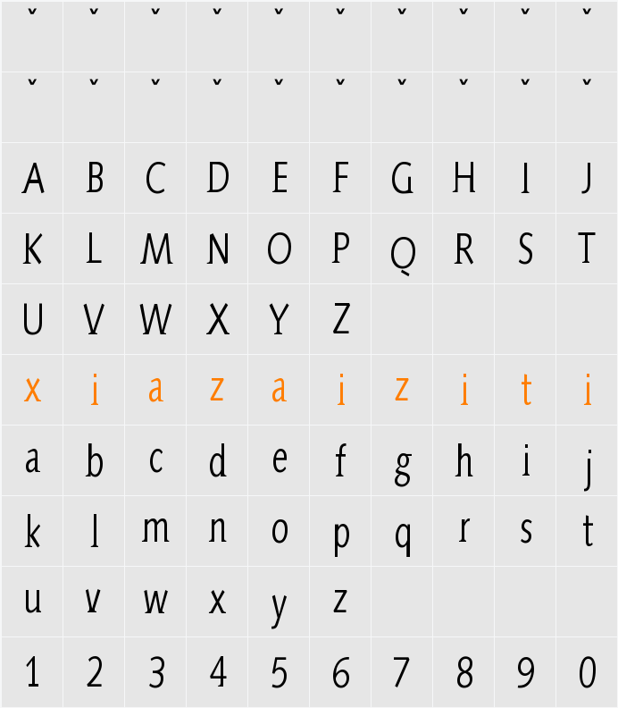 AidaSerifa-Condensed 字符映射表