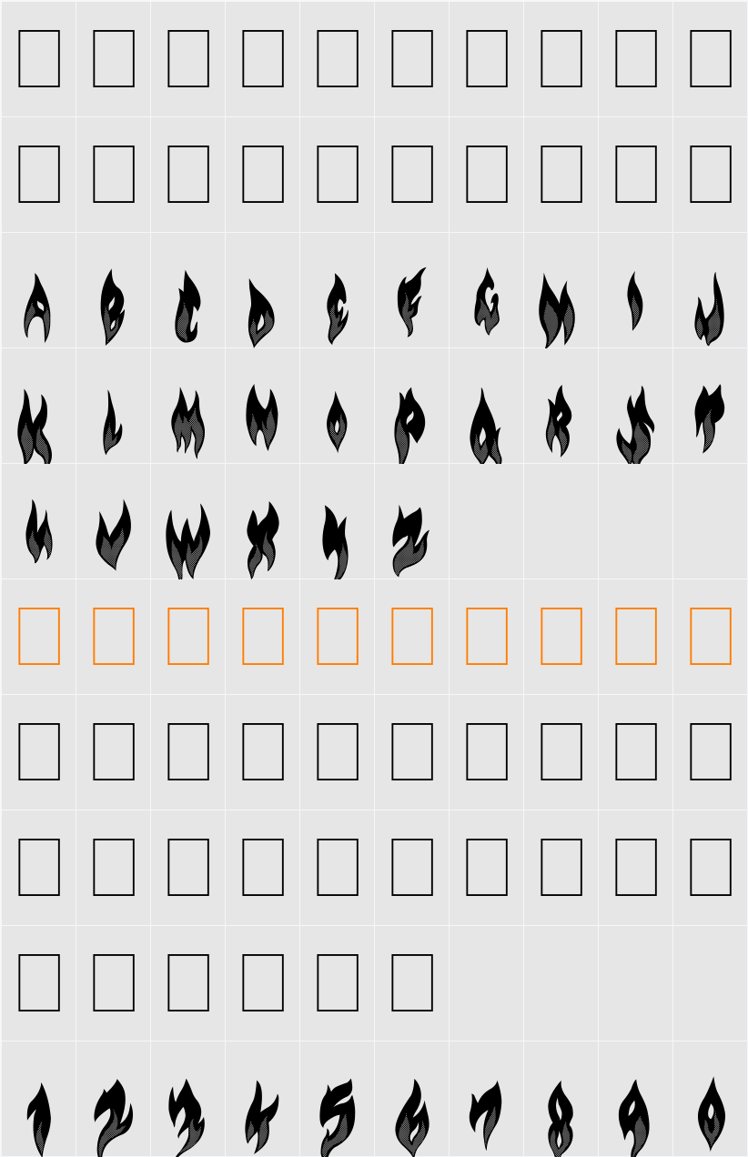 Flame on! 字符映射表