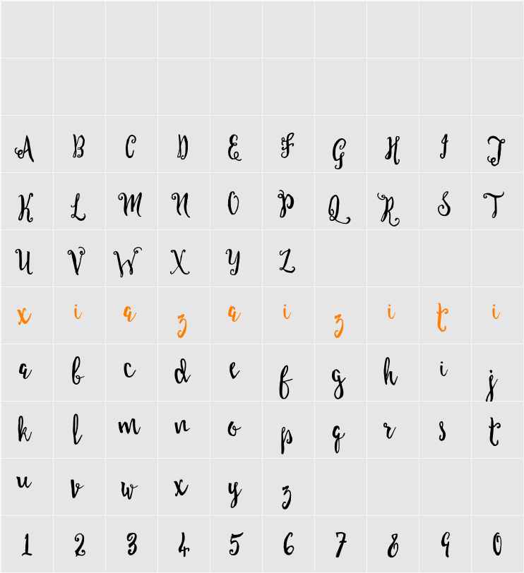 Alastrina 字符映射表