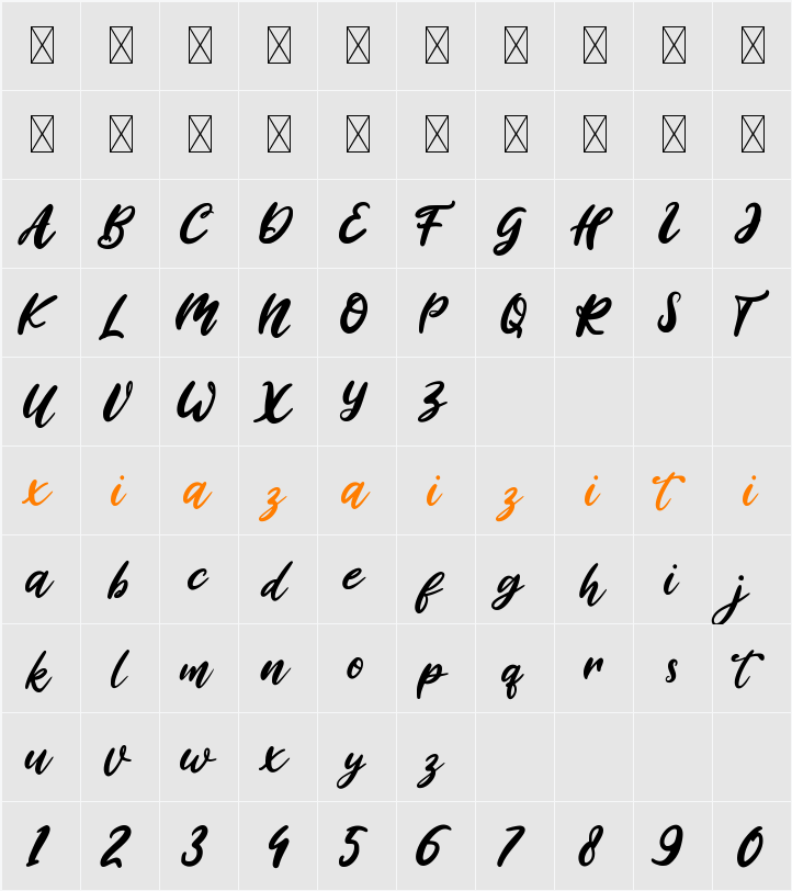 Ali Ana 字符映射表