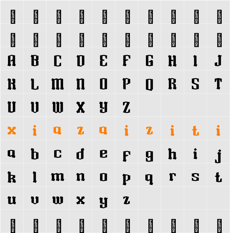 Amoera Blackletter 字符映射表