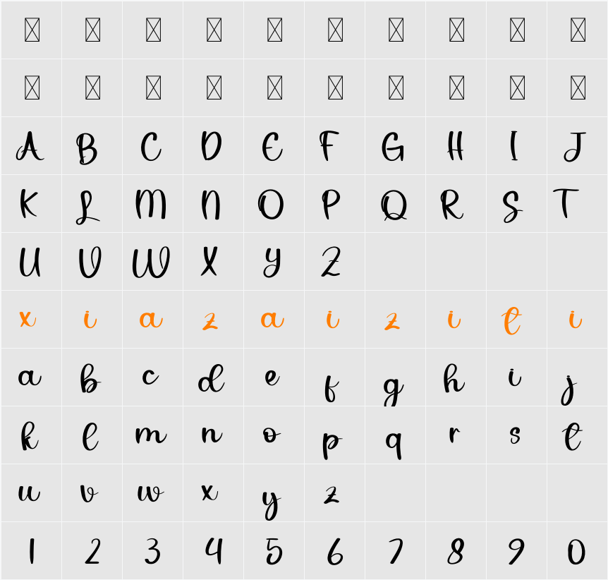 Always Together 字符映射表