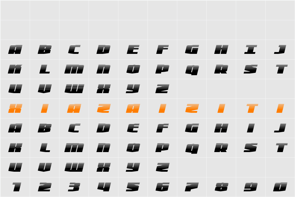 Alpha Century Halftone Italic 字符映射表