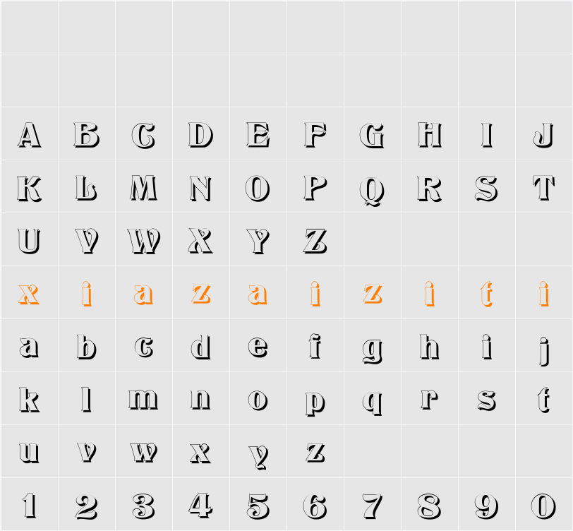 Titania Shadow 字符映射表