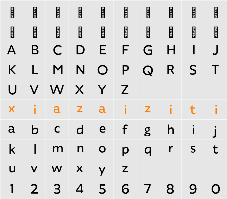 Agile Sans 字符映射表