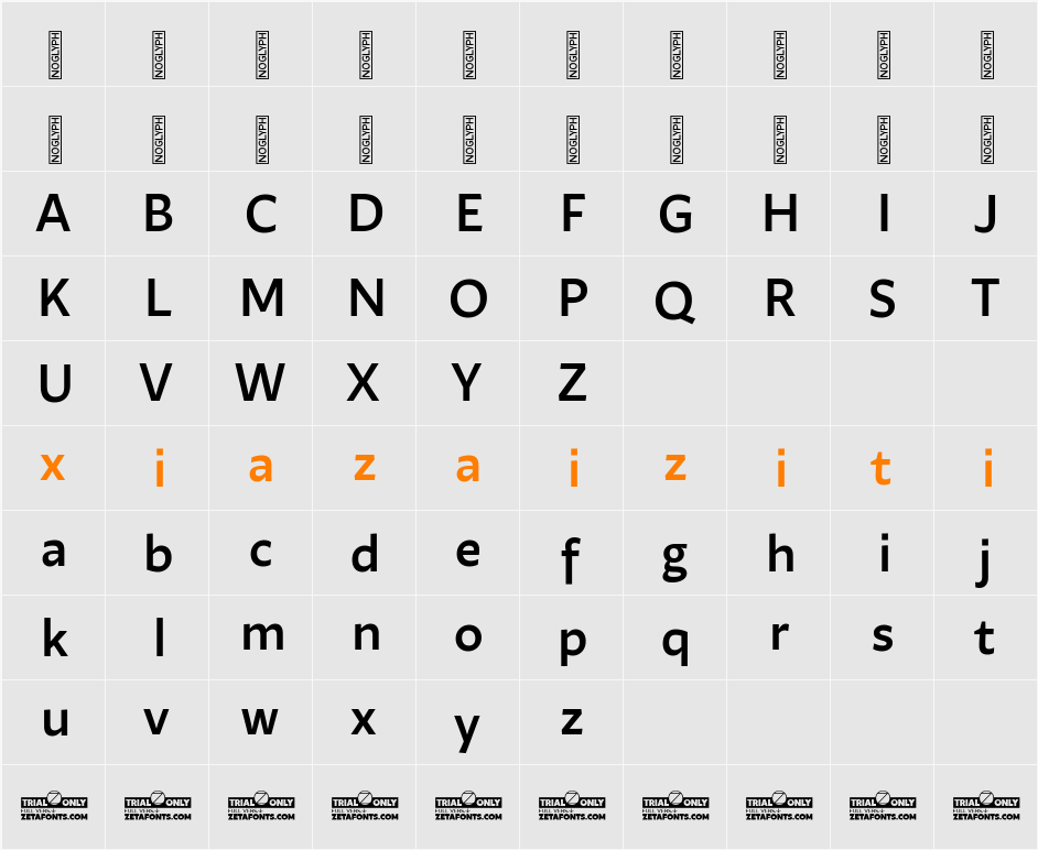 Ambra Sans Text Trial Medium 字符映射表