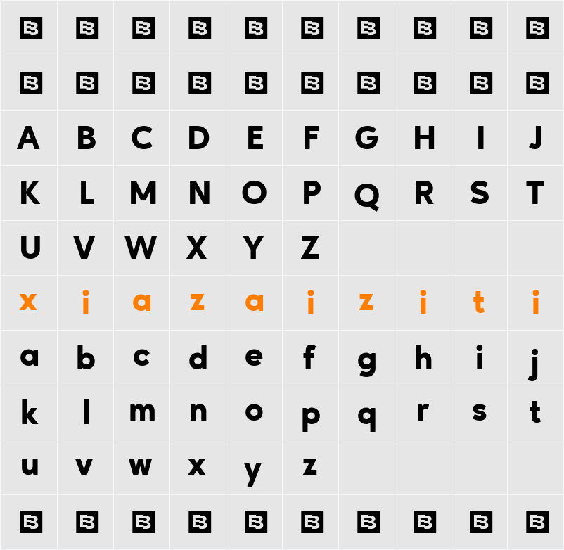 Ageo Trial Heavy 字符映射表