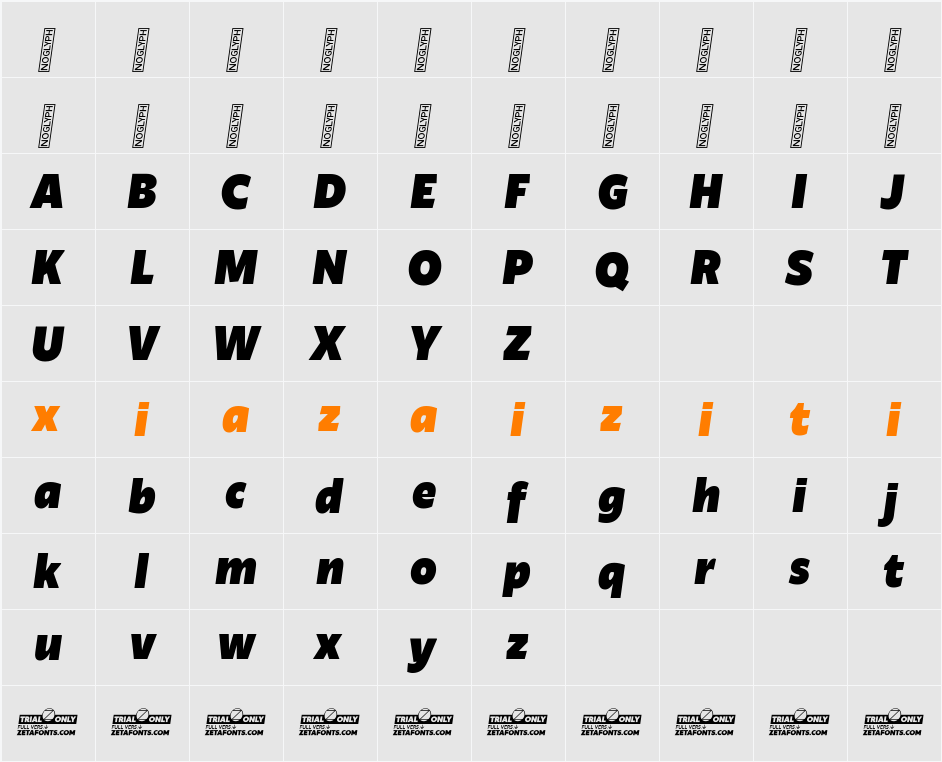 Ambra Sans Text Trial Black 字符映射表