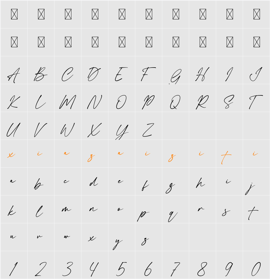 Castely 字符映射表