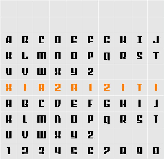 American Grain Condensed 字符映射表