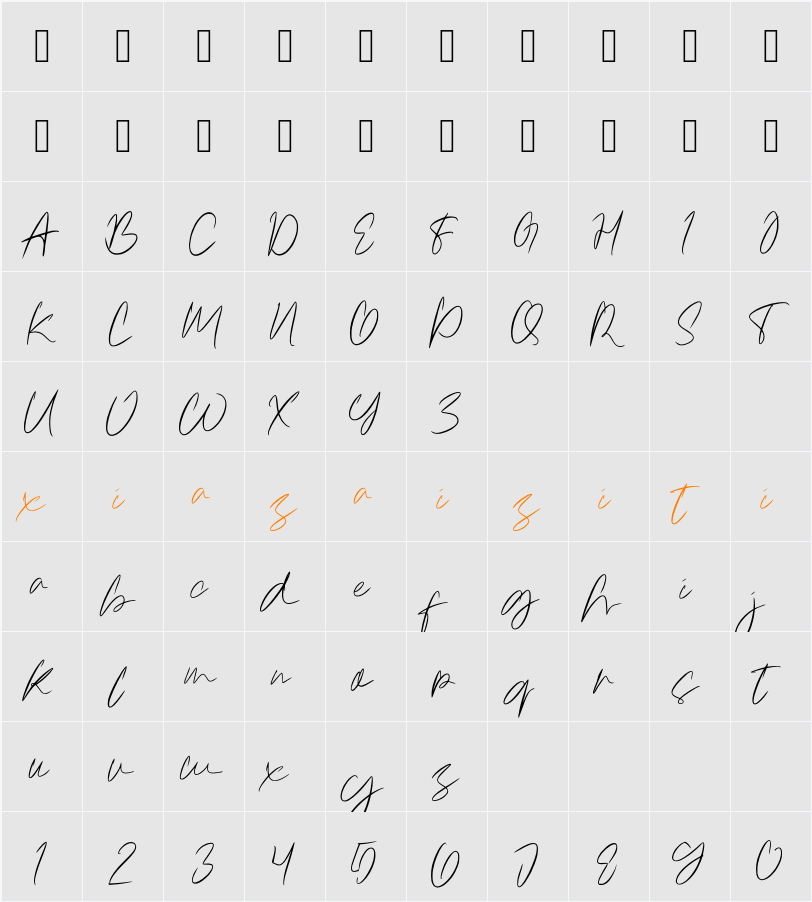 Amettasignature 字符映射表