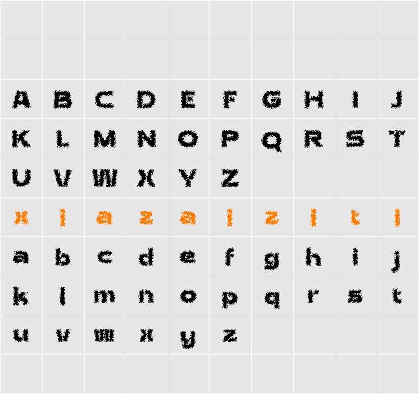 Aldercy Unfocus Demo 字符映射表