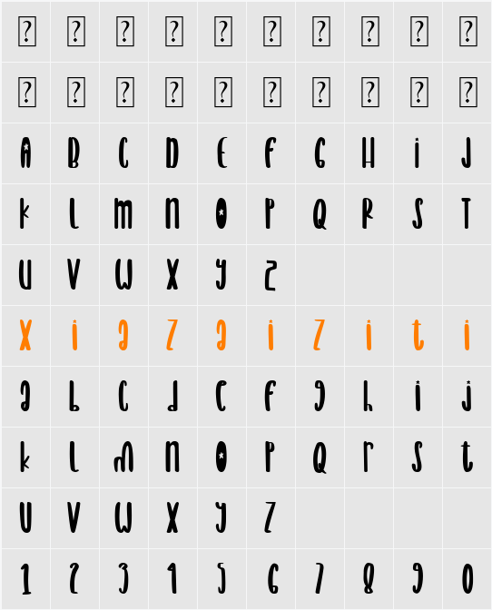 American Kids 字符映射表