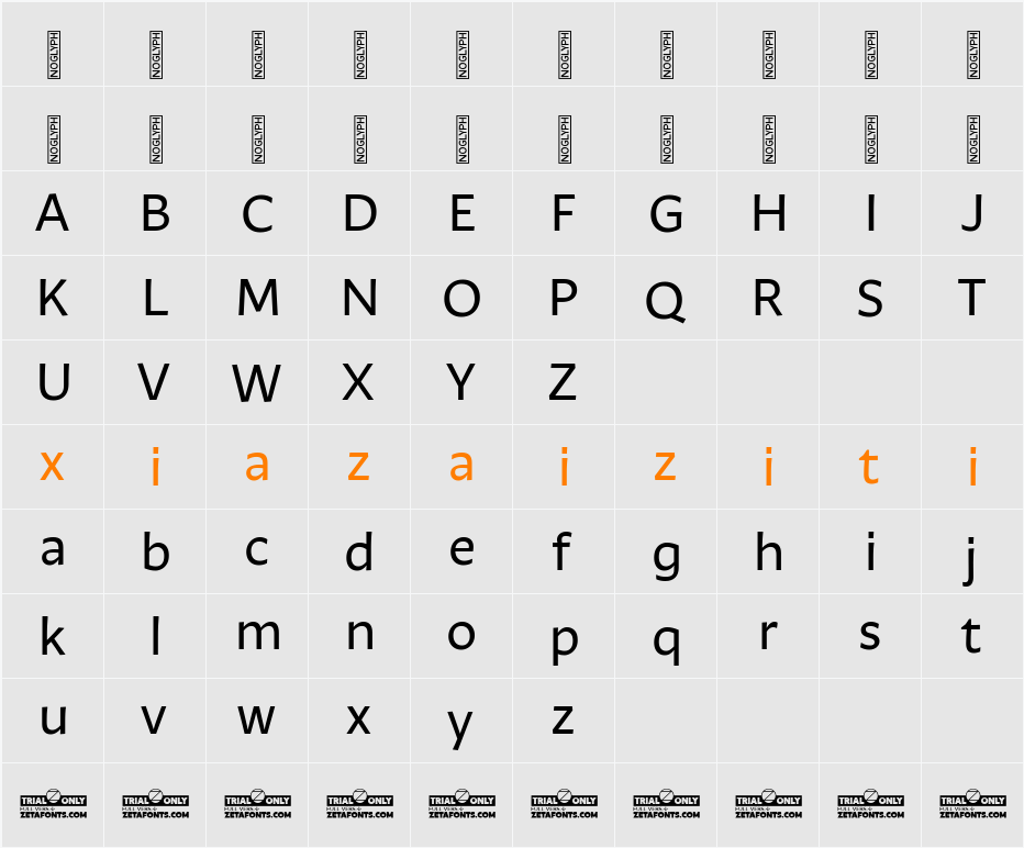 Ambra Sans Trial 字符映射表