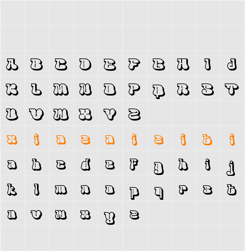 Acaphy 3D Demo ExtrudeRight 字符映射表