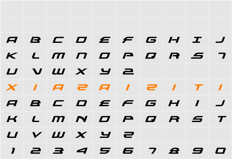 Alexis Italic 字符映射表