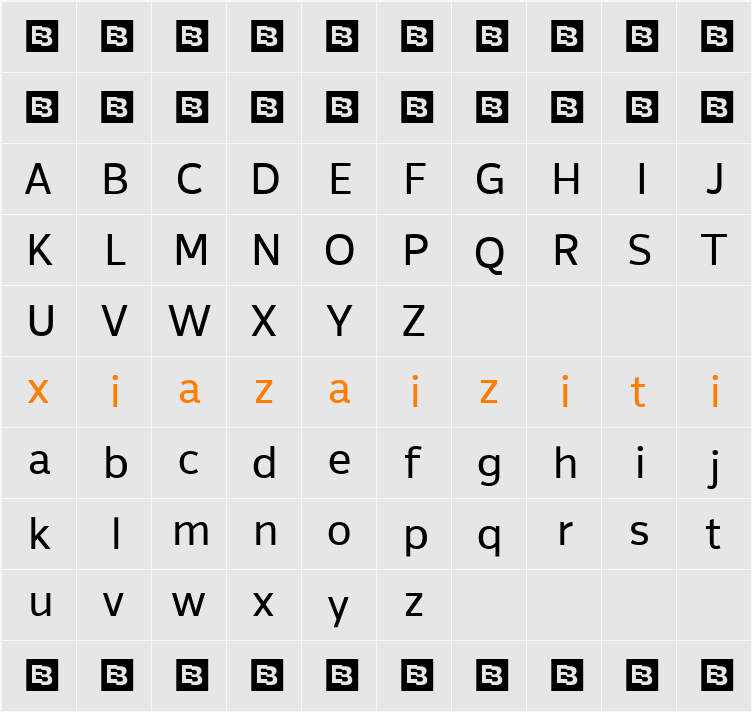 Altersan 字符映射表