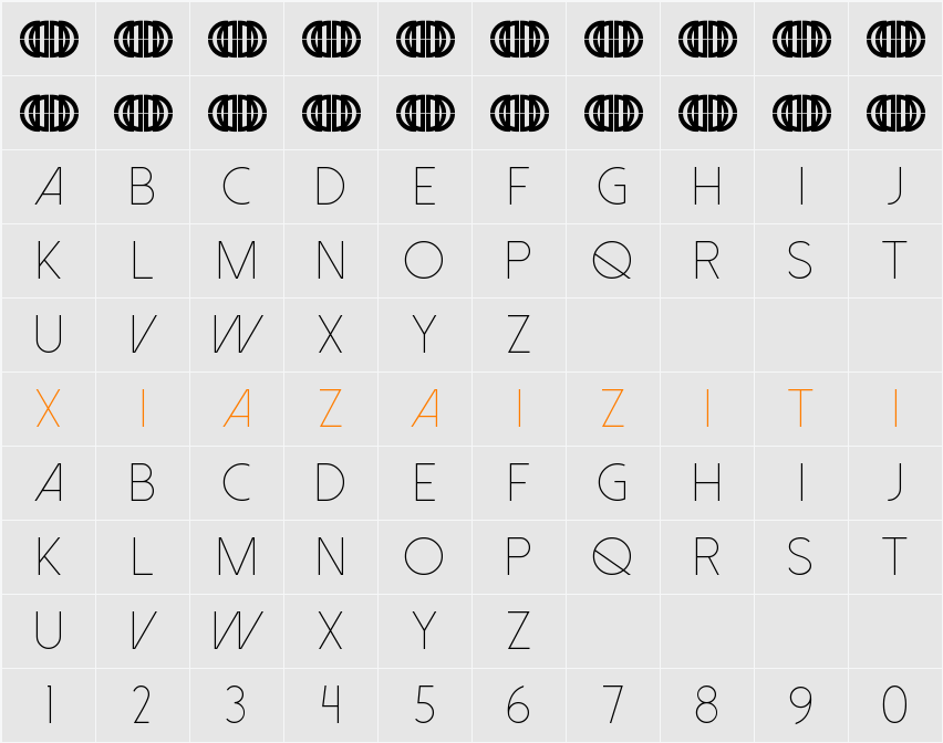 Dolce Vita Light 字符映射表