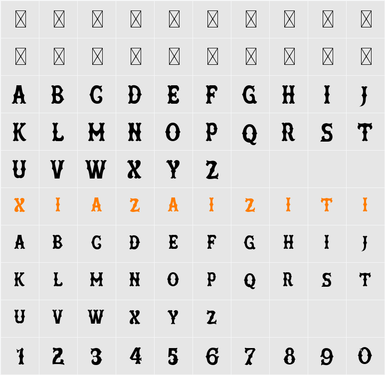 Americana Retro Personal Use 字符映射表