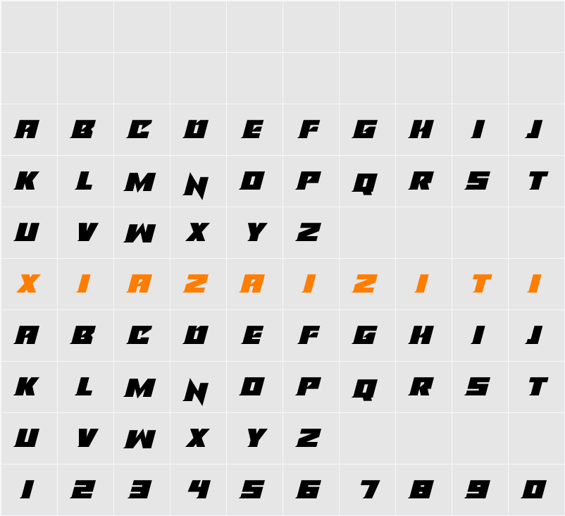 Alien Androids 字符映射表