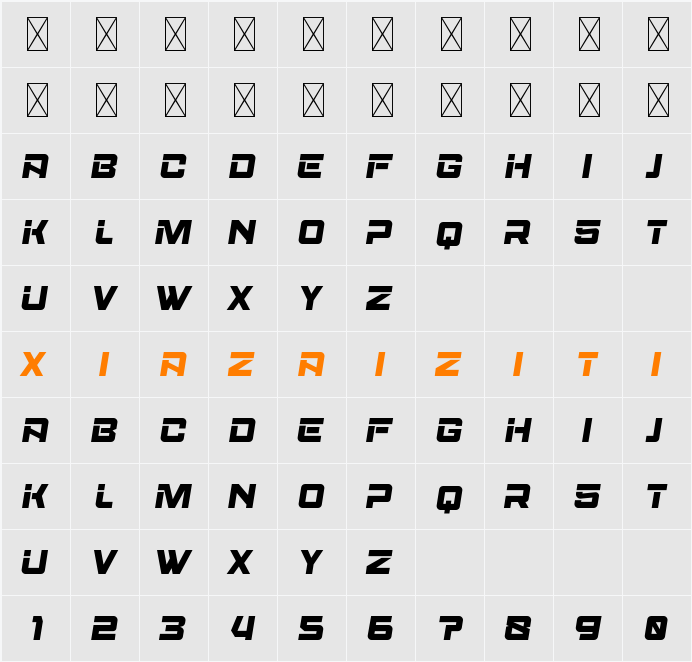 Aerobus Personal Use 字符映射表
