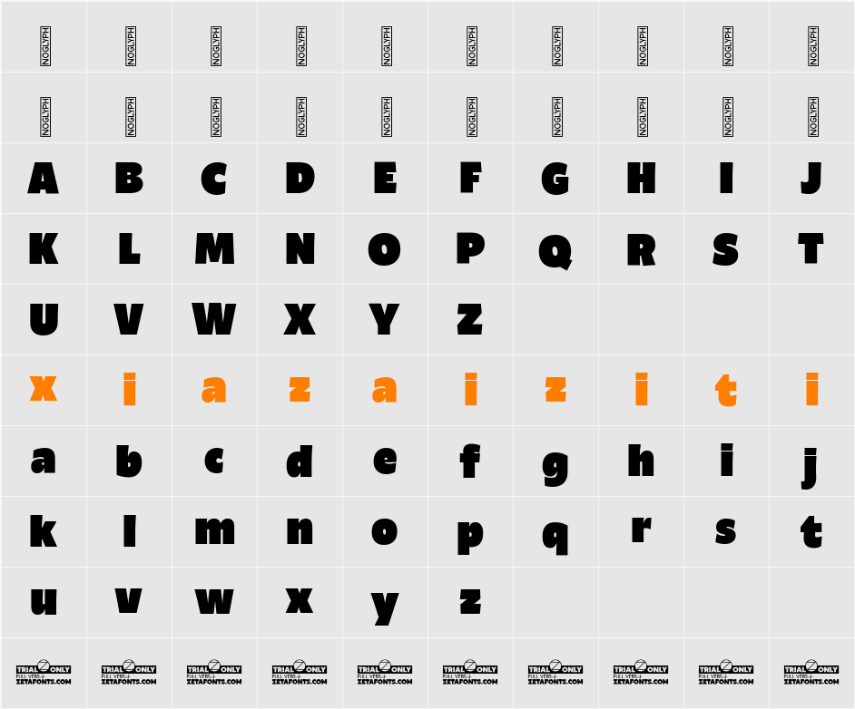 Ambra Sans Trial Heavy 字符映射表