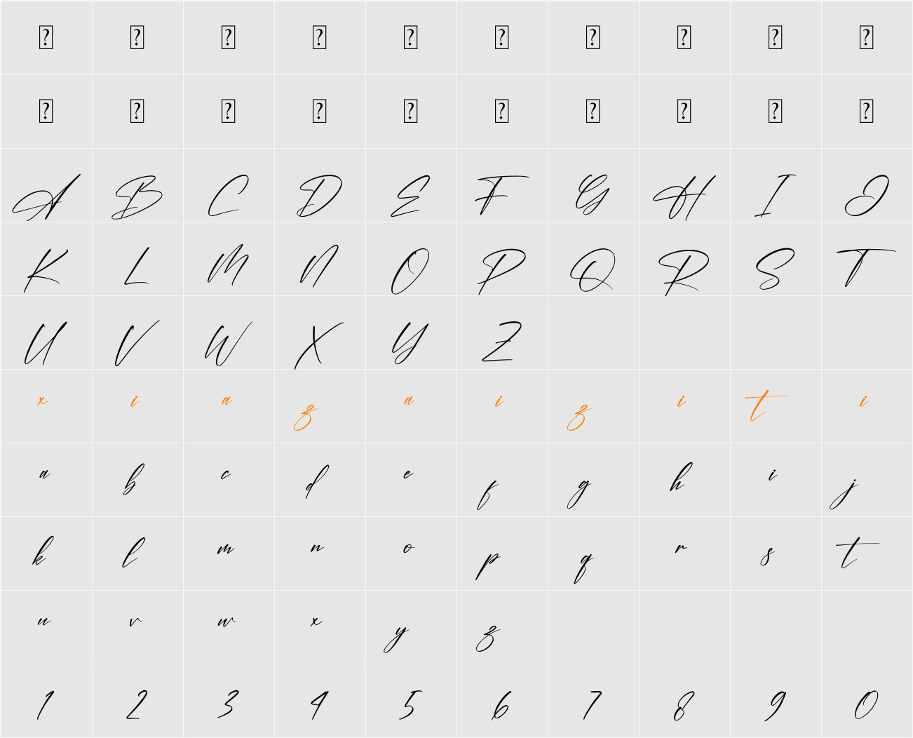 Amsterdam Signature 字符映射表