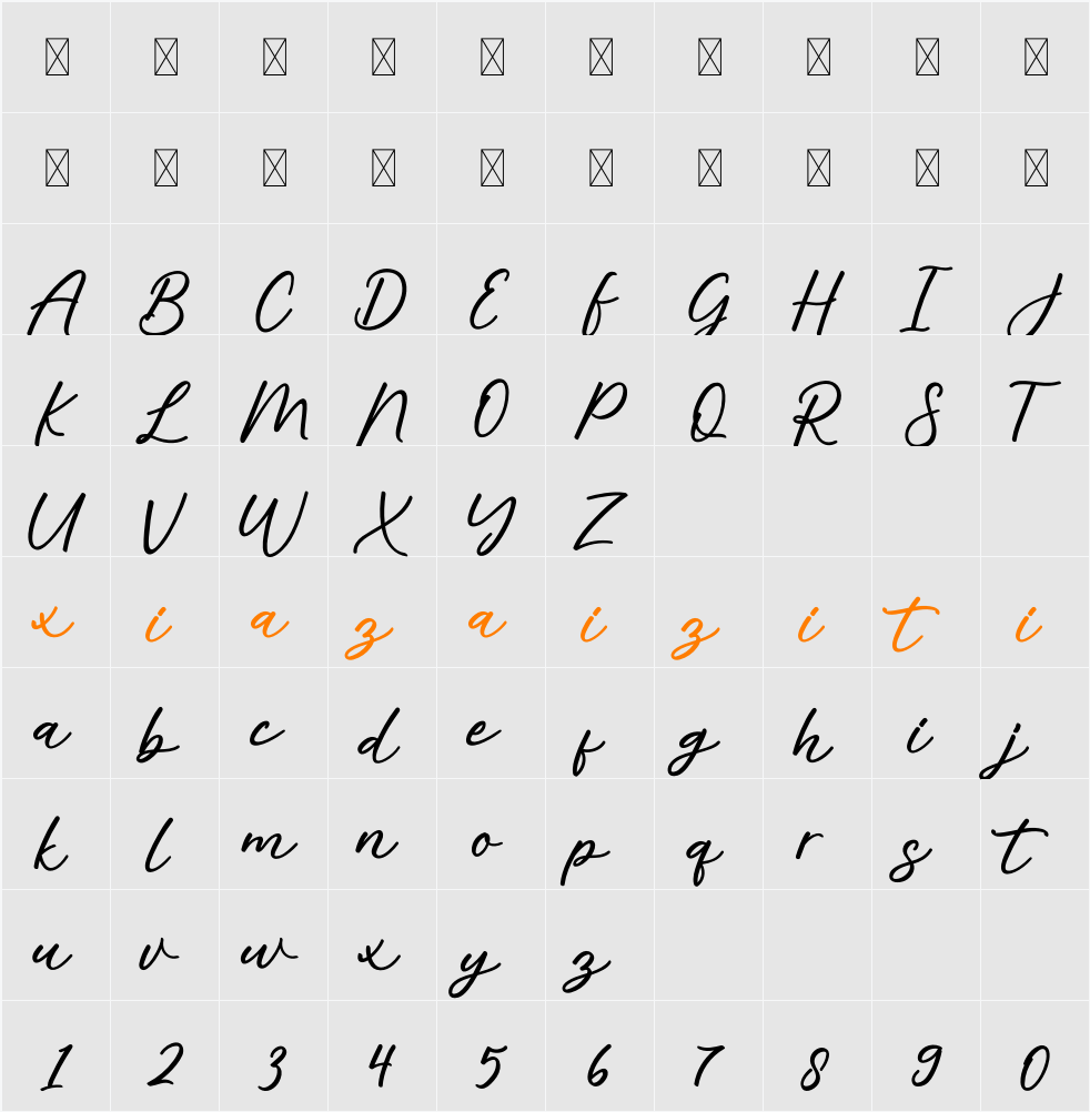 Alisha 字符映射表