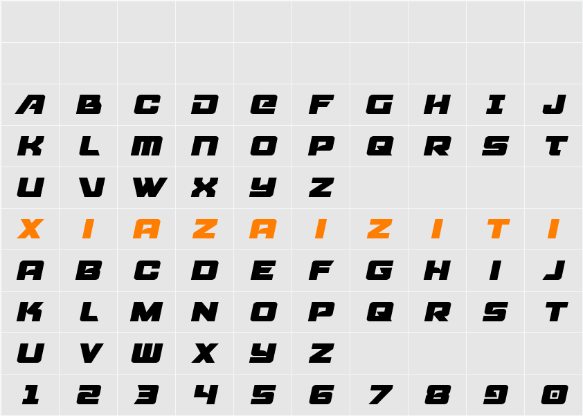 Aircruiser Semi-Italic 字符映射表