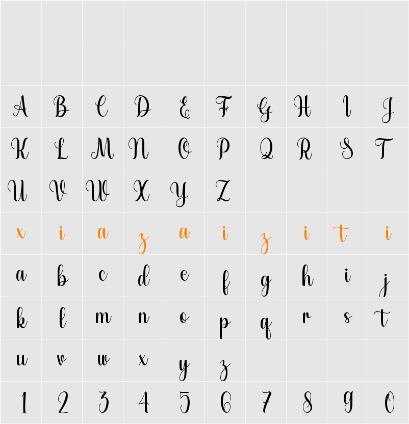 angela 字符映射表