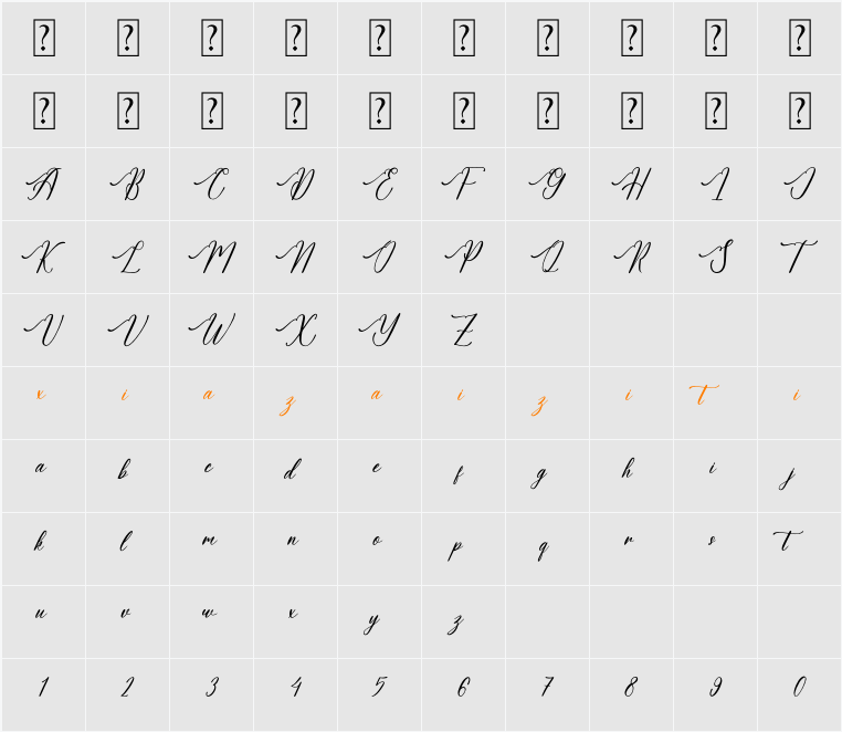 Amalfina Shinndy 字符映射表