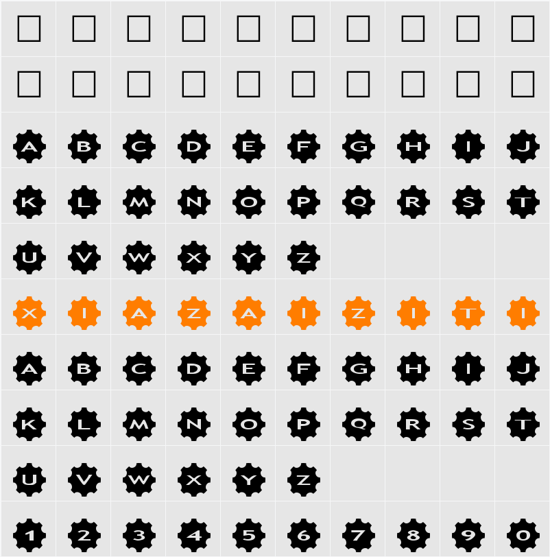 AlphaShapes gears 3 字符映射表