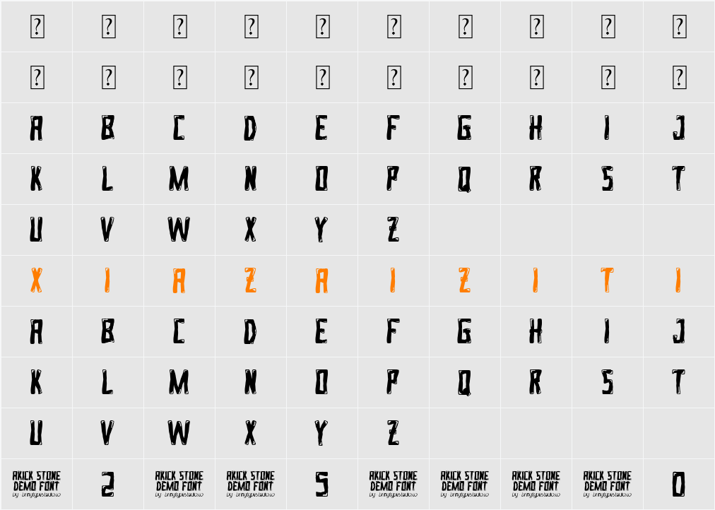 AKICK STONE 字符映射表